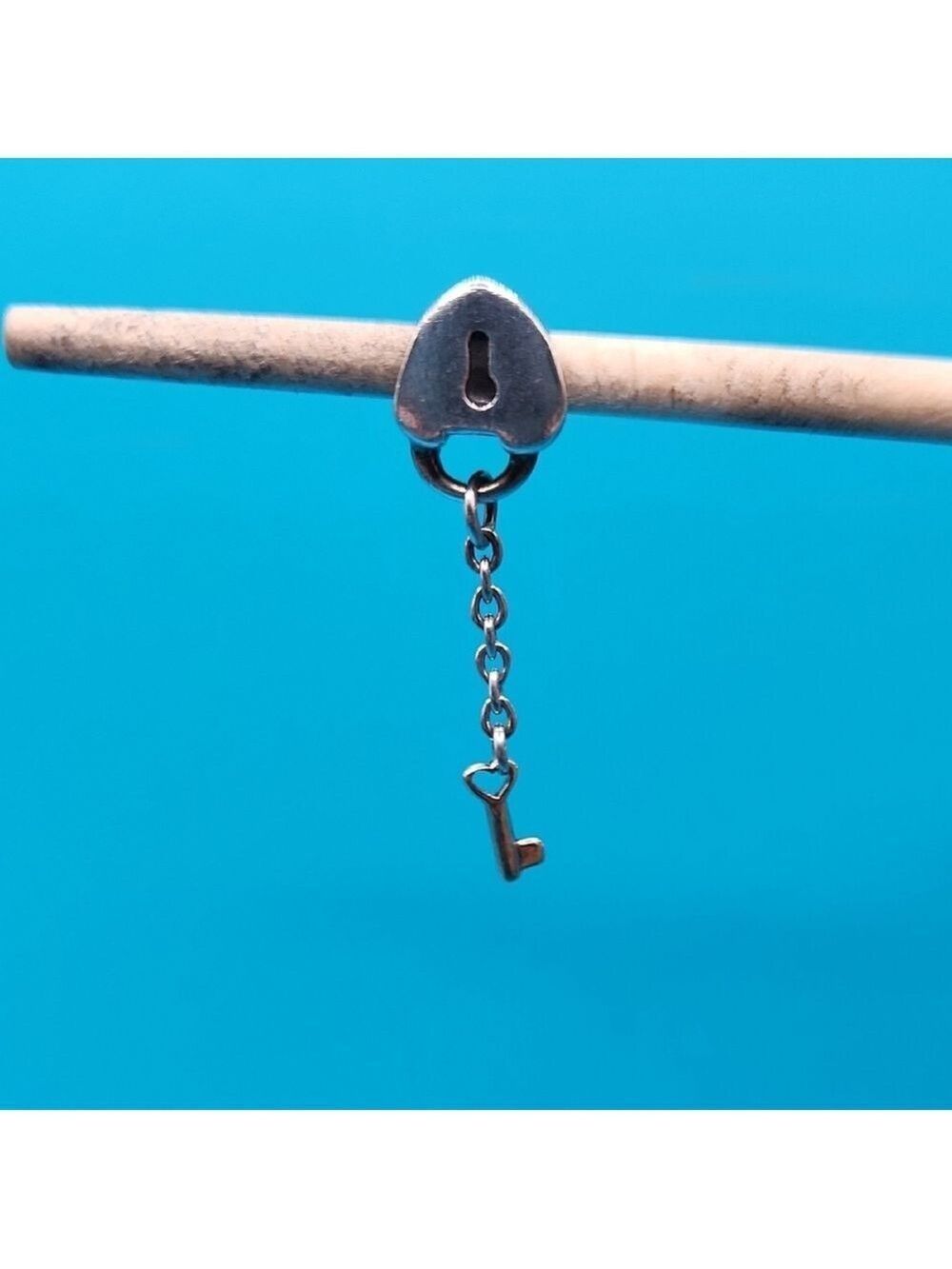 Pandora Key To My Heart with 14k Gold Key Accent Retired Original Charm - Picture 5 of 6